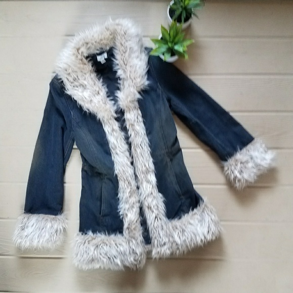 long fur denim jacket